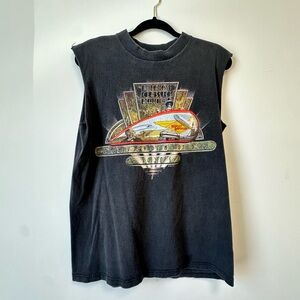 Harley-Davidson Black Sleeveless Tee Retro Graphic